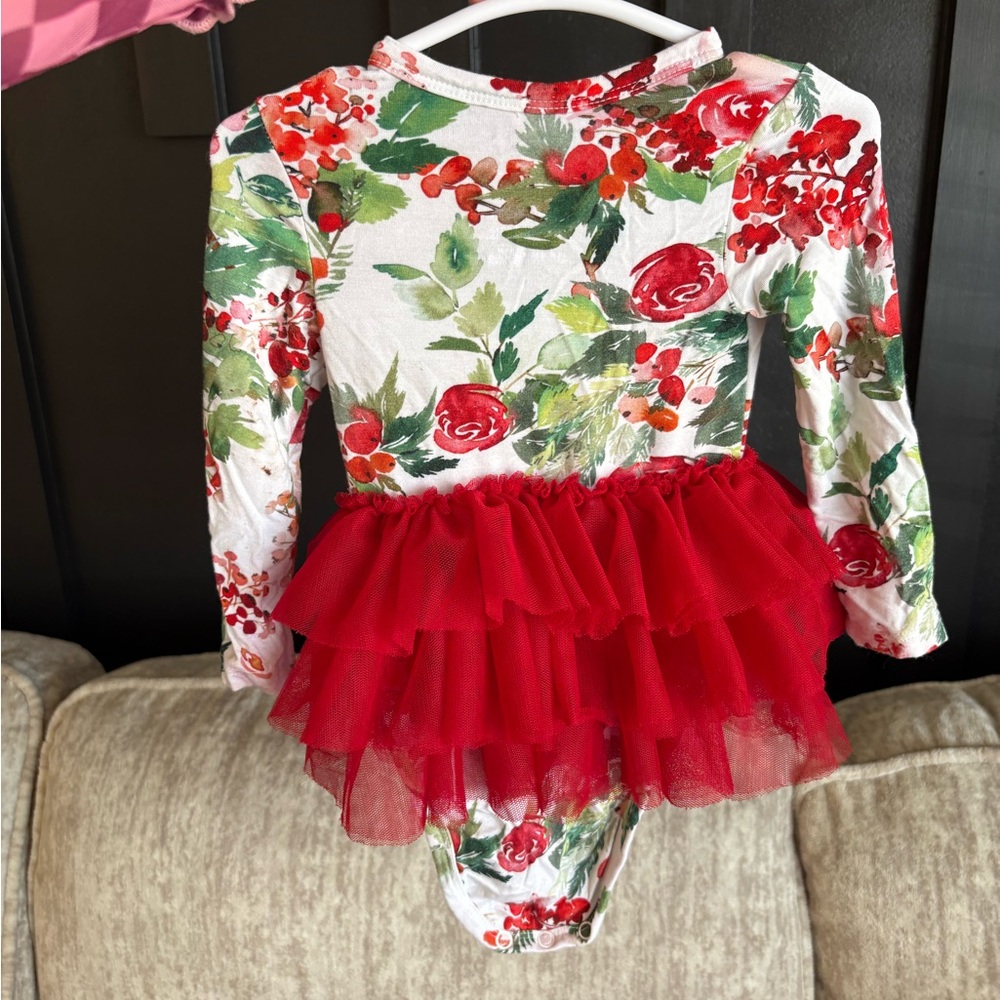 Posh Peanut Floral Red and Green Dress